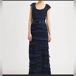 TADASHI SHOJI tiered ruffle chiffon gown